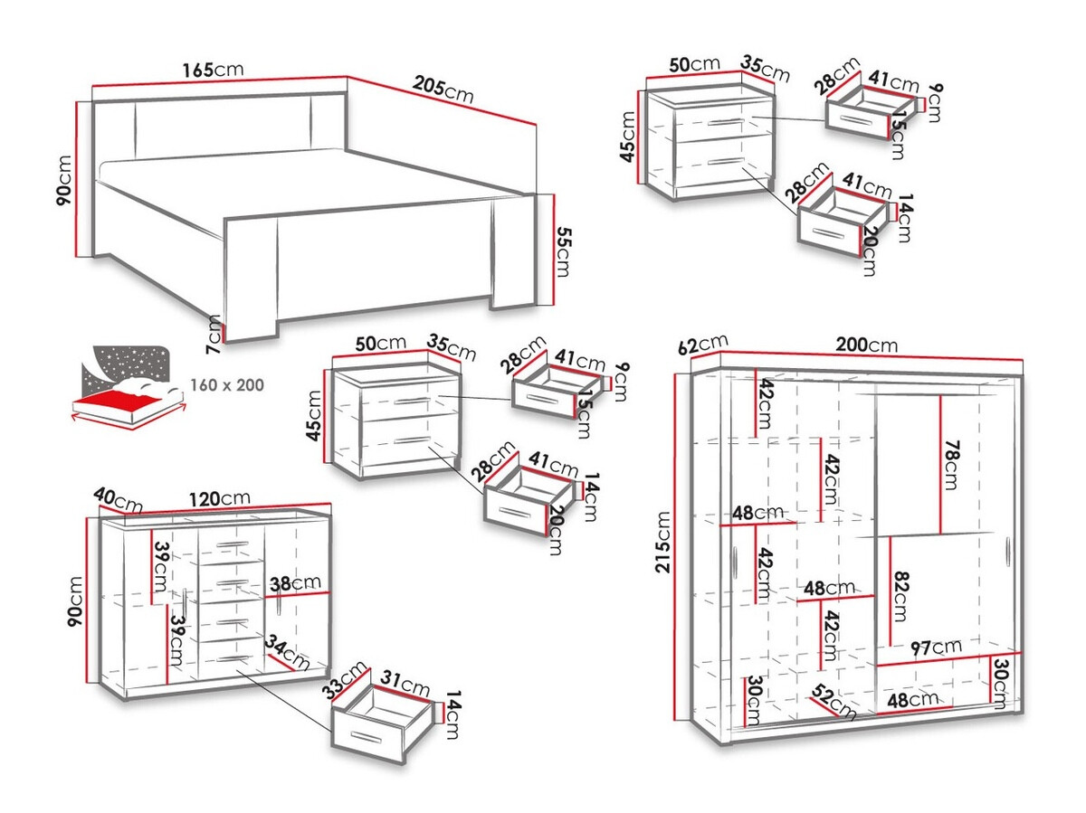 Guļamistabas komplekts Catromi 114 (Balts + Soft Pik 011)