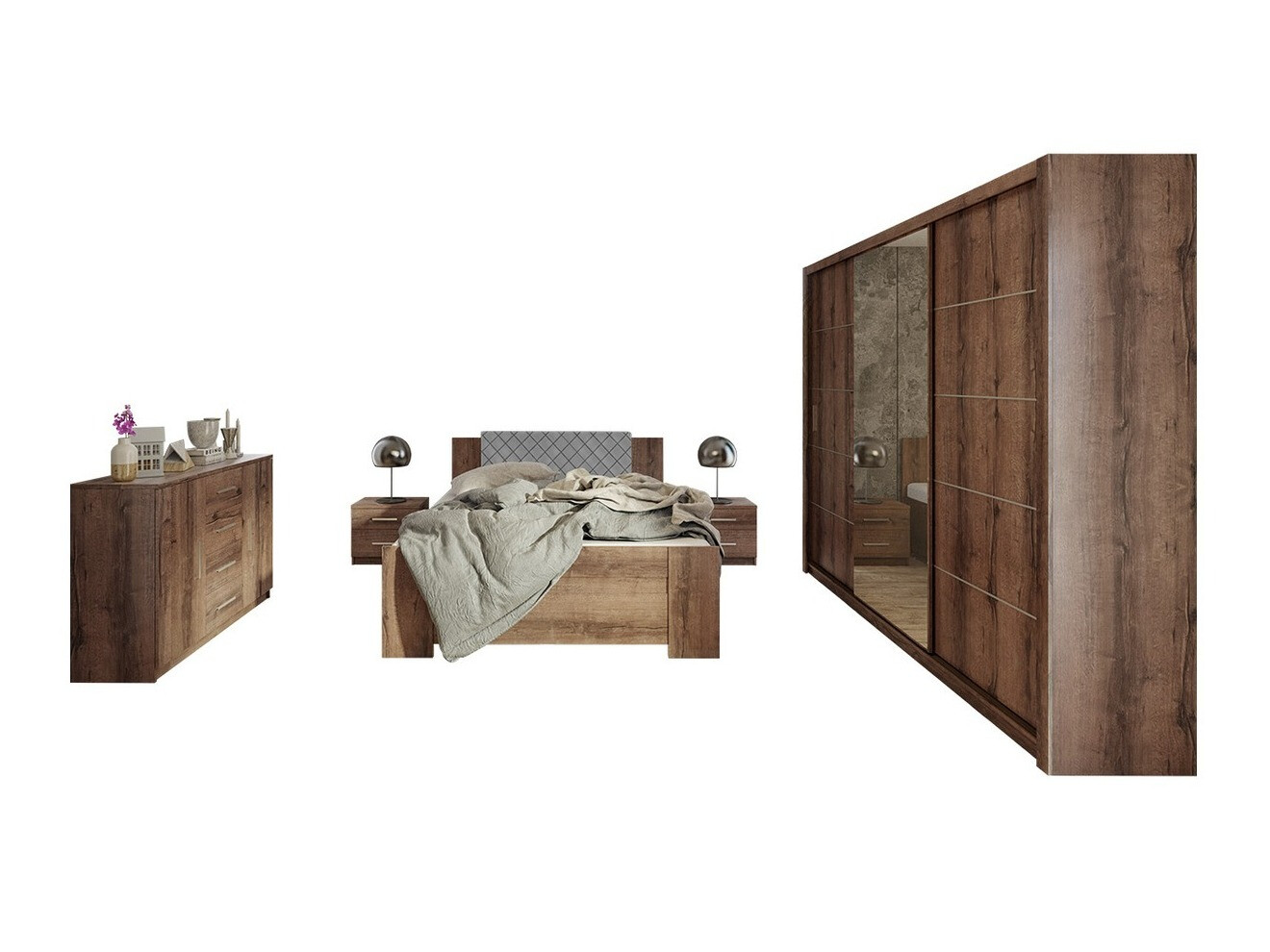 Guļamistabas komplekts Catromi 116 (Monastery ozols + Soft Pik 029)