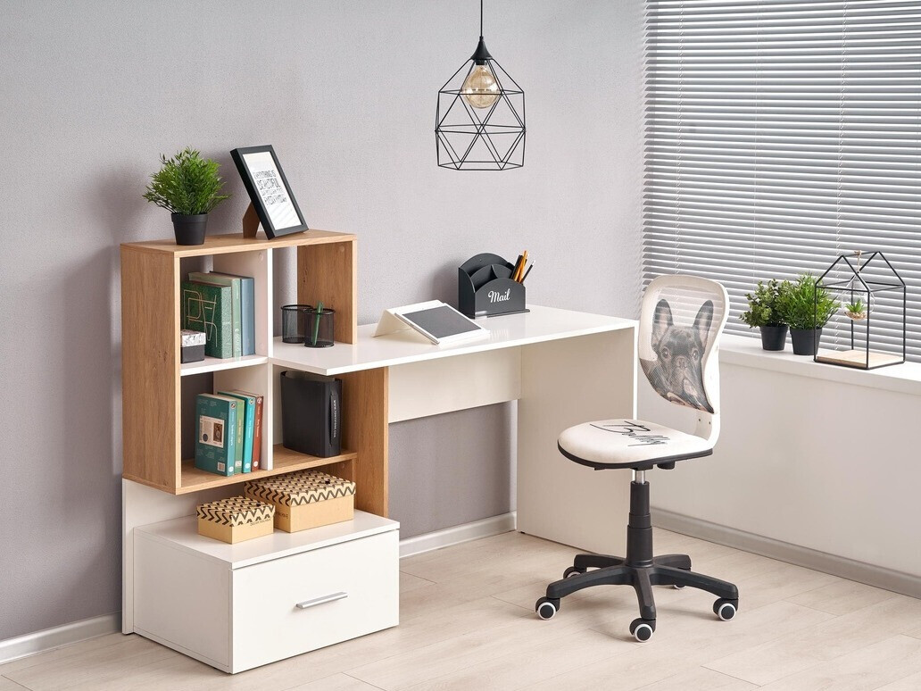 Письменный cтол Houston 826 (Белый + Золотистый дуб)