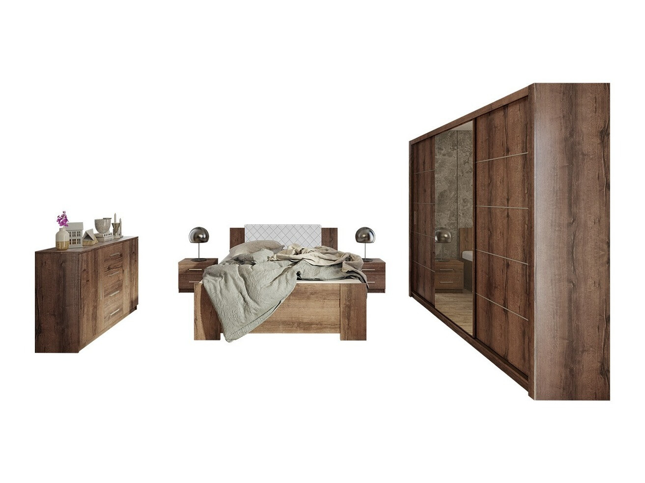 Спальный гарнитур Catromi 116 (Монастырский дуб + Soft Pik 017)