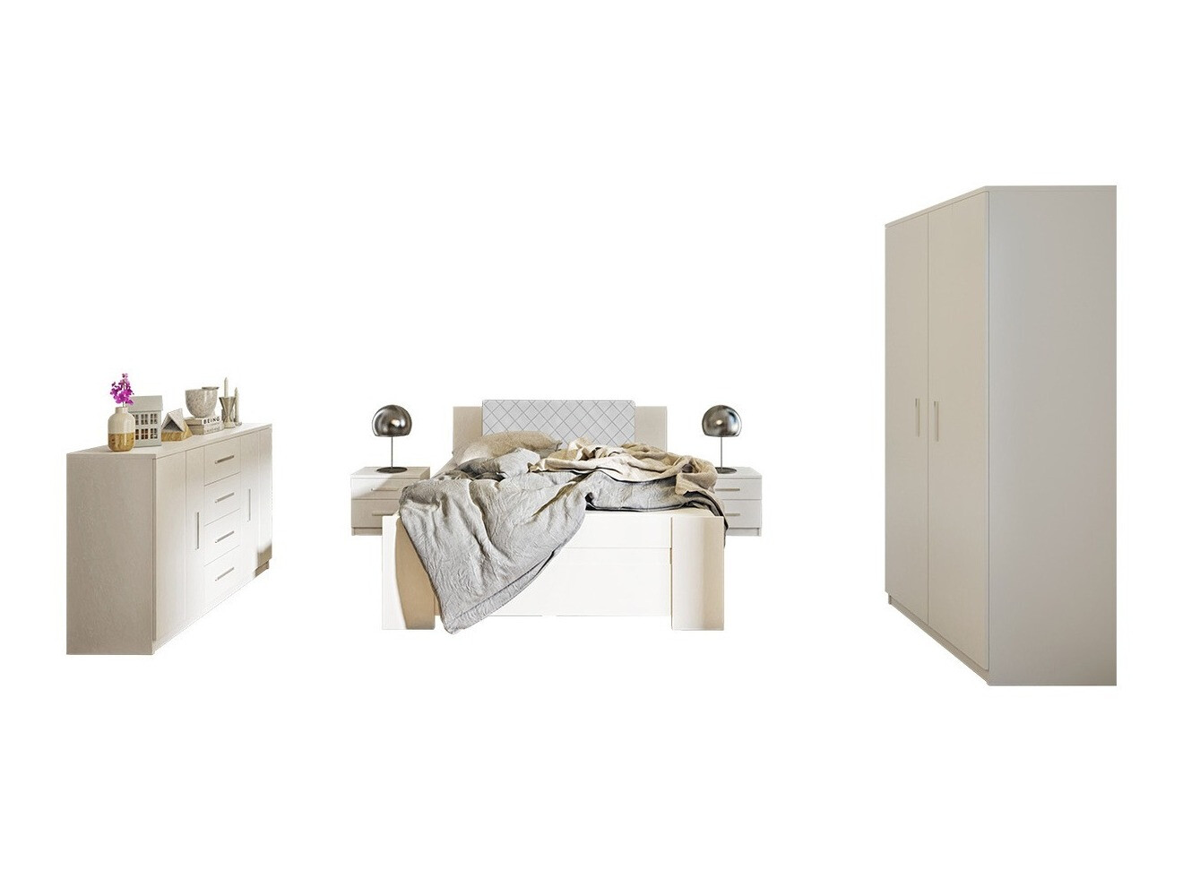 Спальный гарнитур Catromi 122 (Белый + Soft Pik 017)