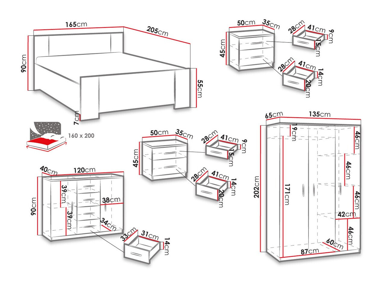 Guļamistabas komplekts Catromi 123 (Balts)