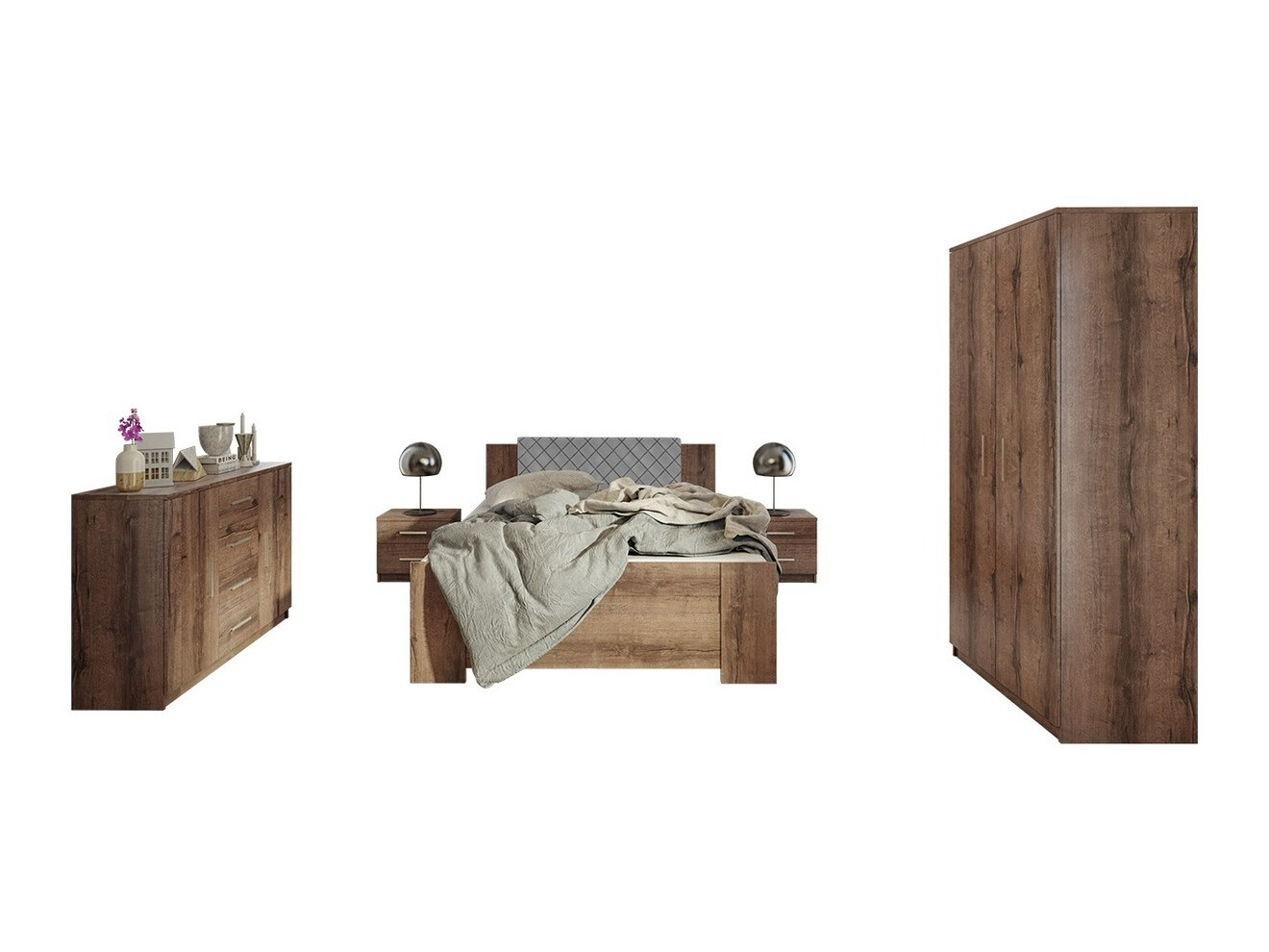 Спальный гарнитур Catromi 122 (Монастырский дуб + Soft Pik 029)