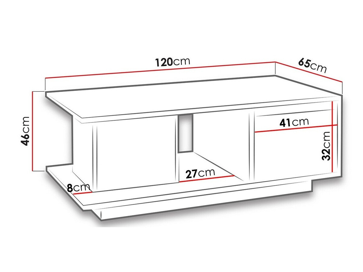 Журнальный столик Fivelbo 103 (Монастырский дуб + Глянцевый черный)