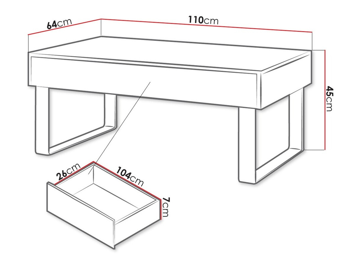 Журнальный столик Tivdalu 138 (Белый + Глянцевый белый)