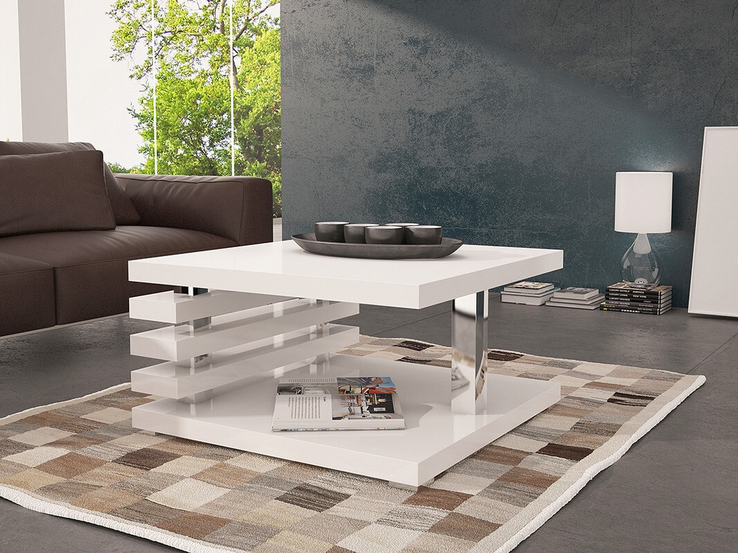 Žurnālu galdiņš Goodyear 122 (Glancēts balts)