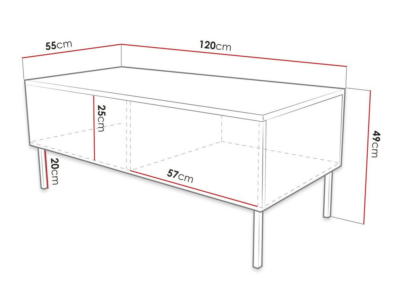 Журнальный столик Levelbu 100 (Чёрный + Глянцевый черный)