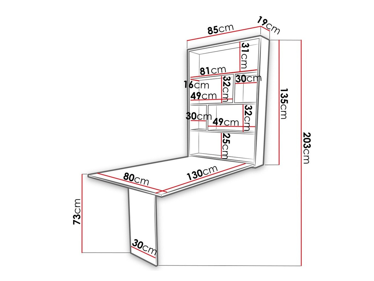 Salokāms galds Hartford 428 (Melns + Betons)