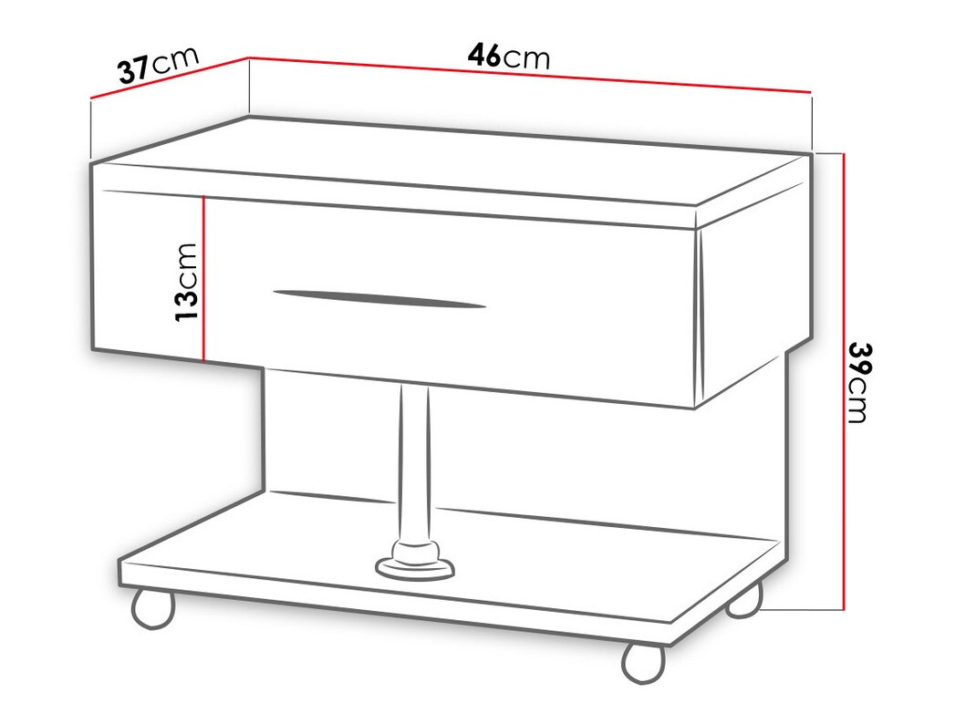 Прикроватная тумбочка Salmere 103 (Белый + Глянцевый розовый)