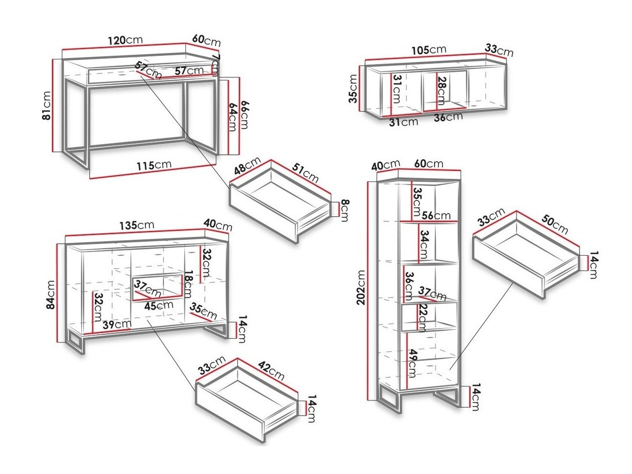 Комплект для домашнего офиса Baltesi 116 (Artisan дуб + Чёрный)