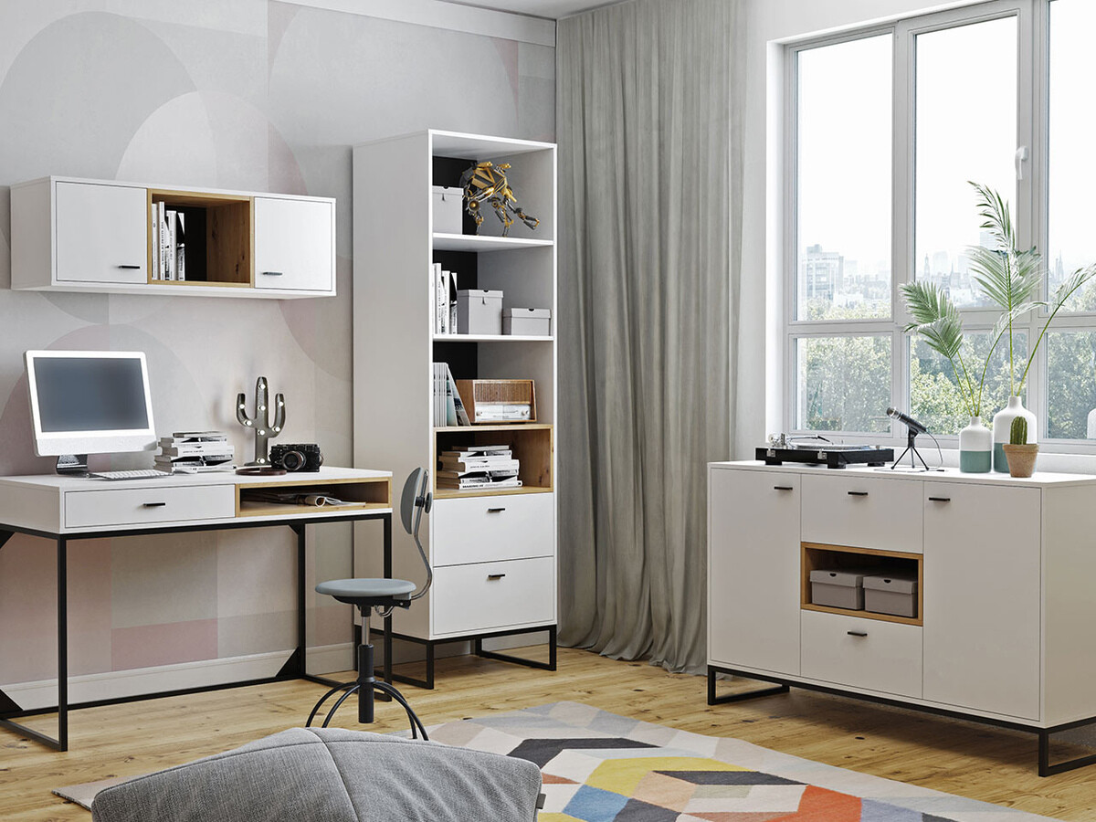 Mājas biroja komplekts Baltesi 116 (Balts + Artisan ozols)
