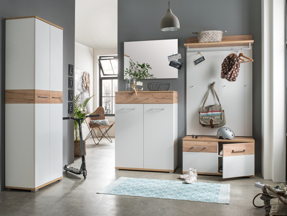 Тумба для обуви Nuveno 102 (Белый + Navarra дуб)