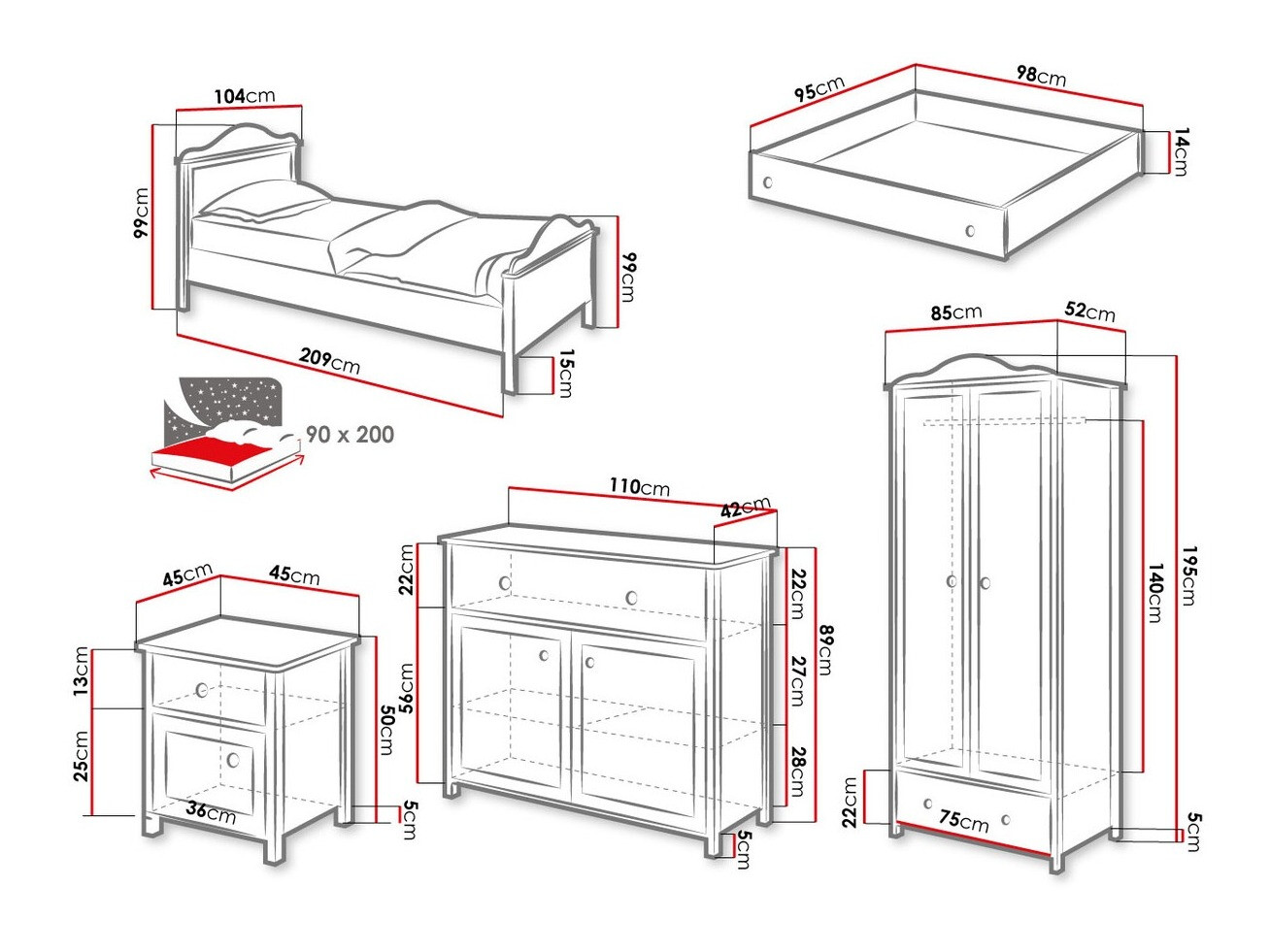 Bērnu istabas komplekts Elblive 126