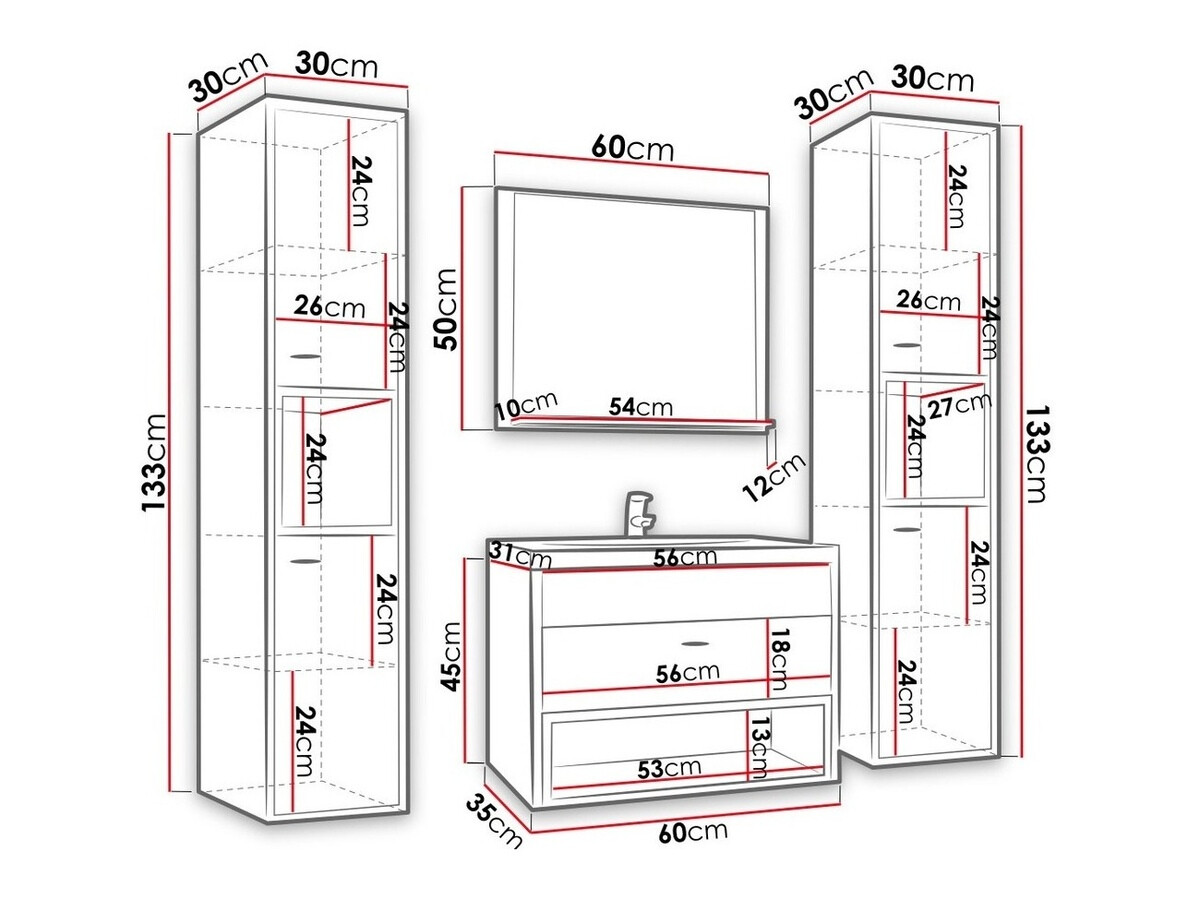 Набор для ванной комнаты Baltesi 101 (Белый + Artisan дуб)
