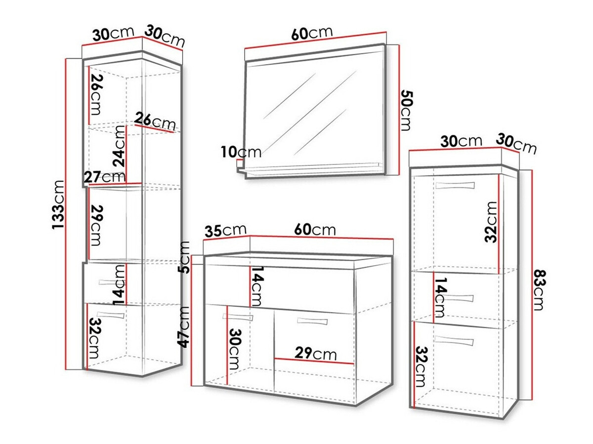 Набор для ванной комнаты Sarasota 109 (Bodega + Глянцевый белый)