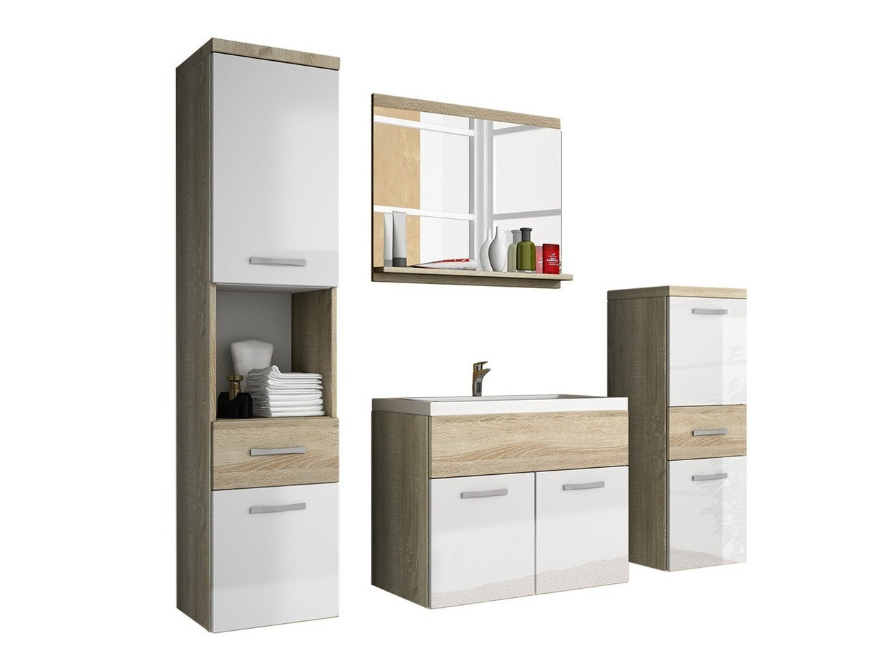 Набор для ванной комнаты Sarasota 109 (Сонома Дуб + Глянцевый белый)