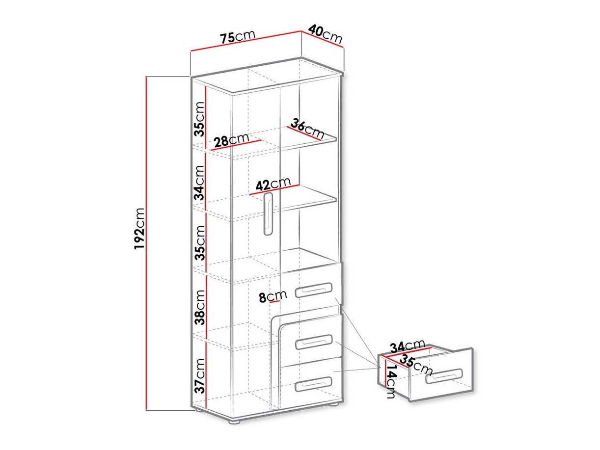 Стеллаж Aviseve 105 (Антрацит + Белый)