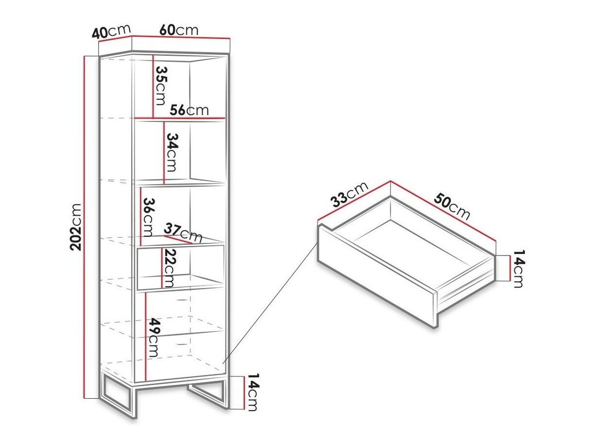 Стеллаж Baltesi 105 (Artisan дуб + Чёрный)