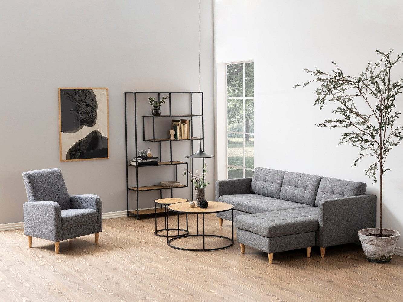 Стеллаж Norsica Sevferi 134 (Дикий дуб + Чёрный)