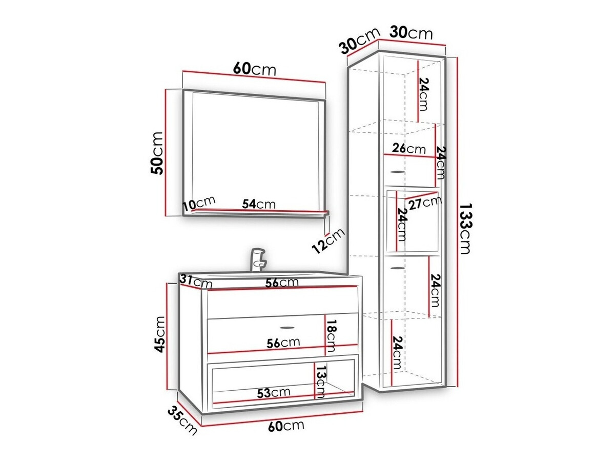 Vannas komplekts Baltesi 100 (Artisan ozols + Melns)