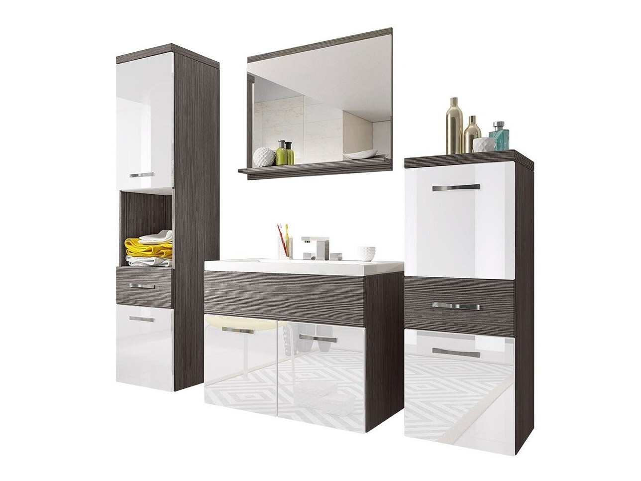 Vannas komplekts Sarasota 109 (Bodega + Glancēts balts)