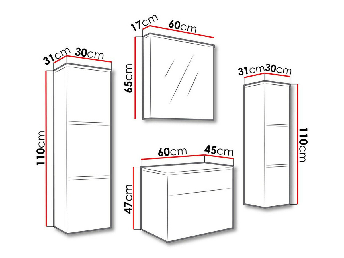Vannas komplekts Tucson 105 (Balts + Glancēts balts)