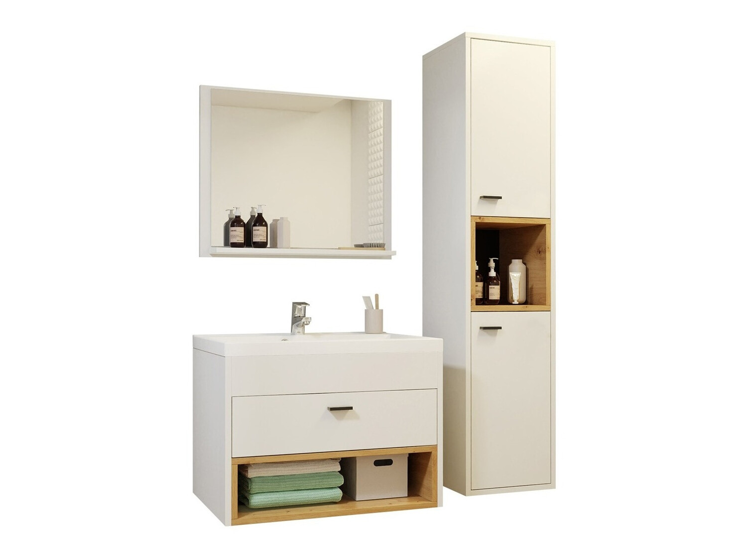 Vannas komplekts Velum I (Balts + Artisan ozols)