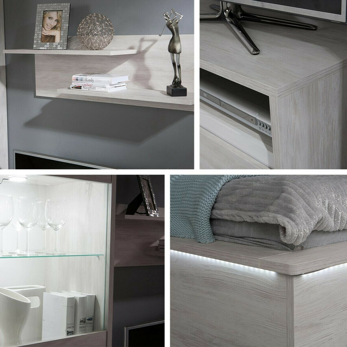 Комплект для домашнего офиса Fivelbo 116 (Монастырский дуб + Глянцевый черный)