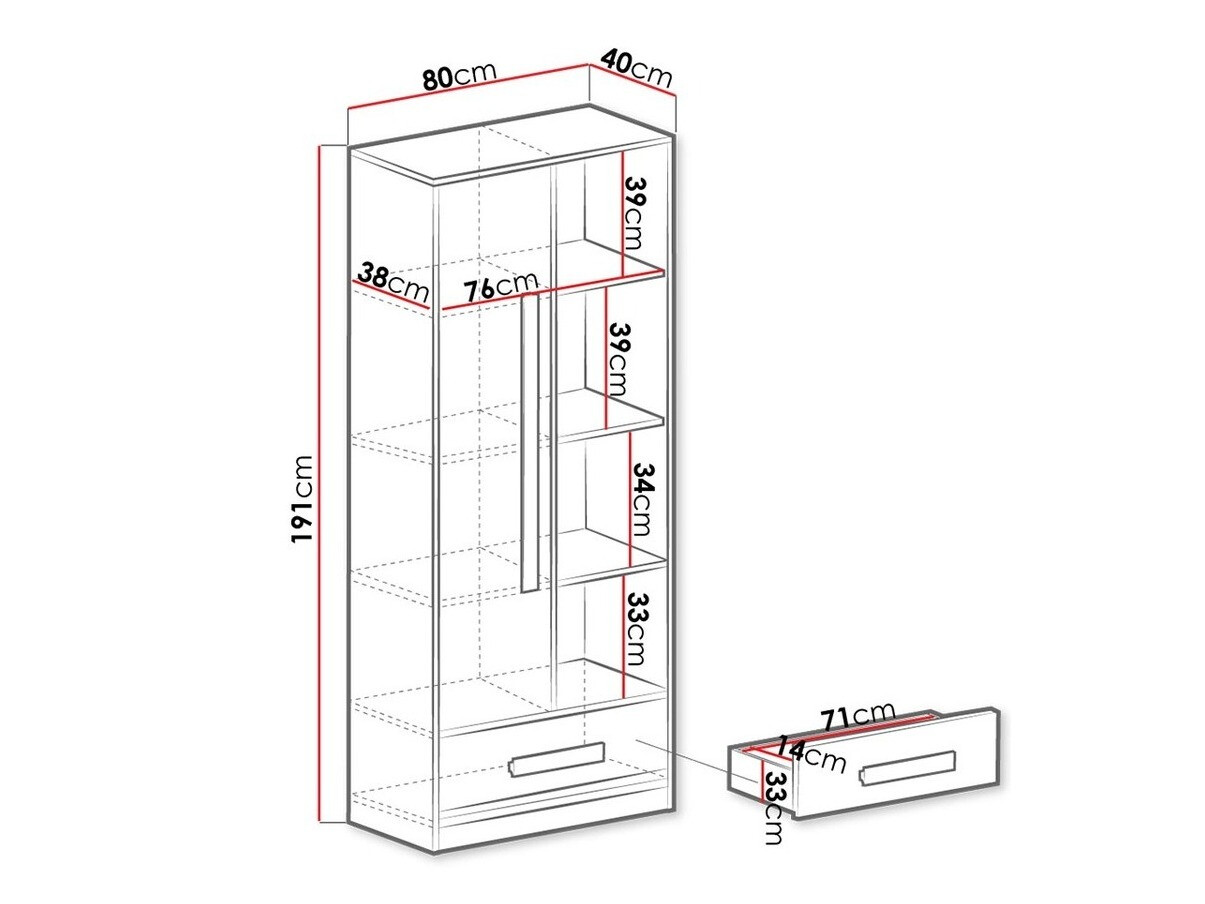 Стеллаж Merevari 104 (Белый + Глянцевый Бирюзовый)