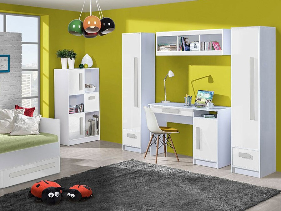 Стеллаж Merevari 105 (Белый + Глянцевый Бирюзовый)