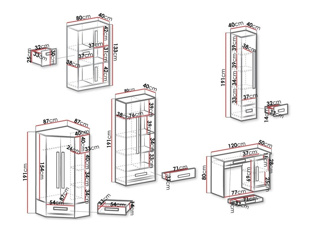 Bērnu istabas komplekts Merevari 107 (Balts + Glancēts balts + Pelēks)