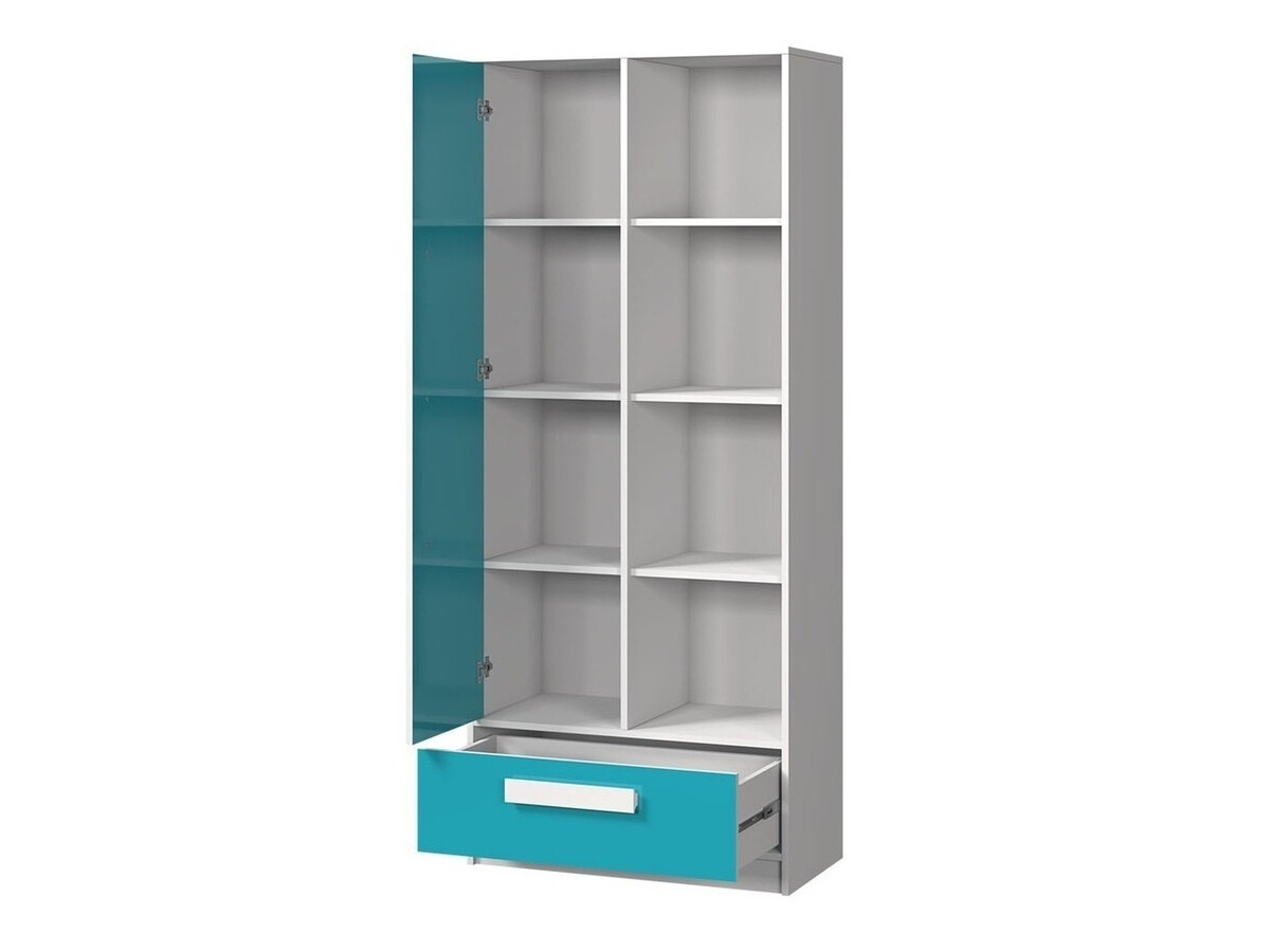 Bērnu istabas komplekts Merevari 107 (Balts + Glancēts Tirkīzs)