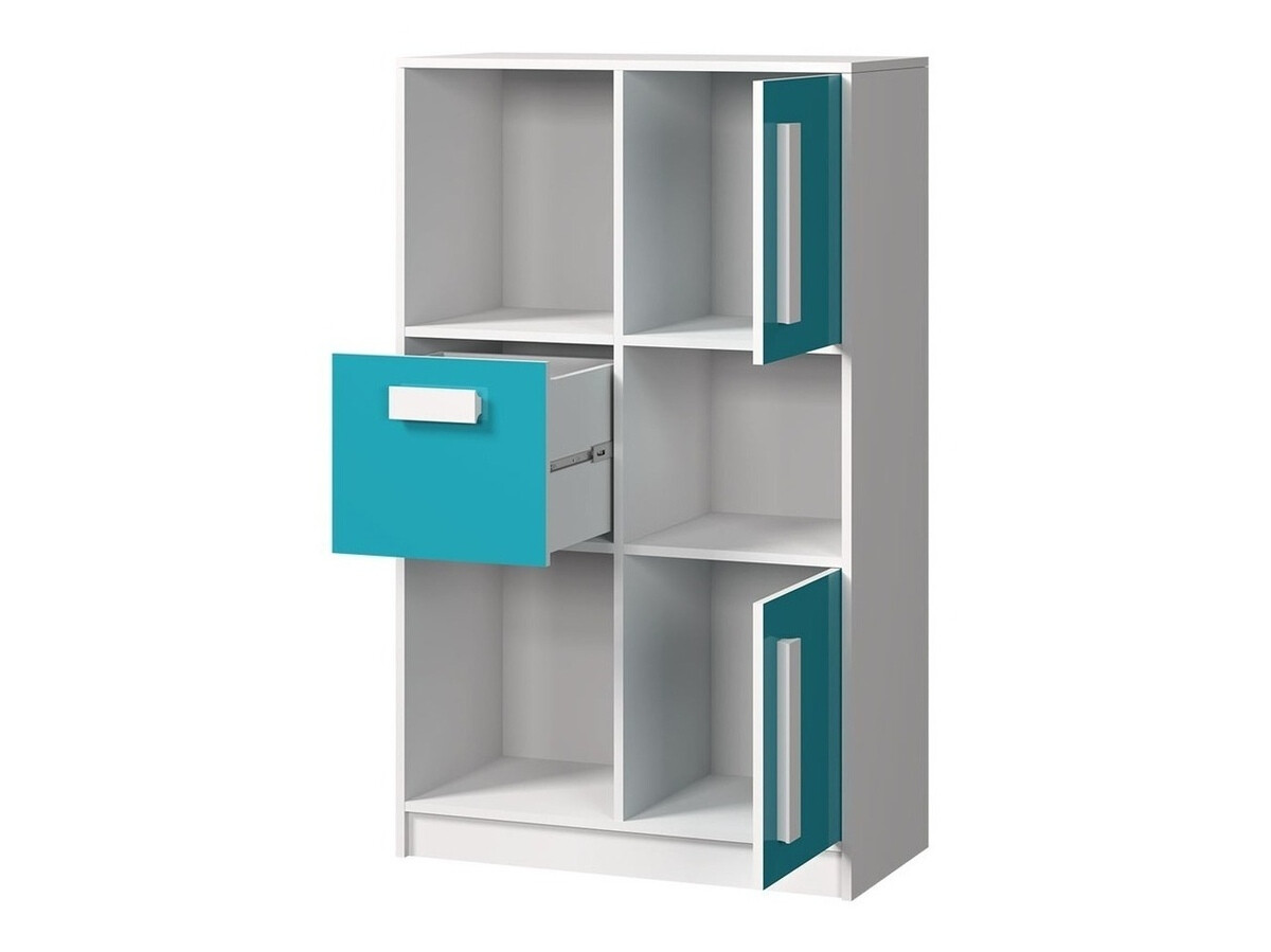 Bērnu istabas komplekts Merevari 107 (Balts + Glancēts Tirkīzs)