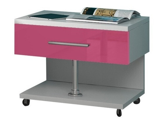 Bērnu istabas komplekts Salmere 110 (Glancēts balts + Spīdīgi rozā)