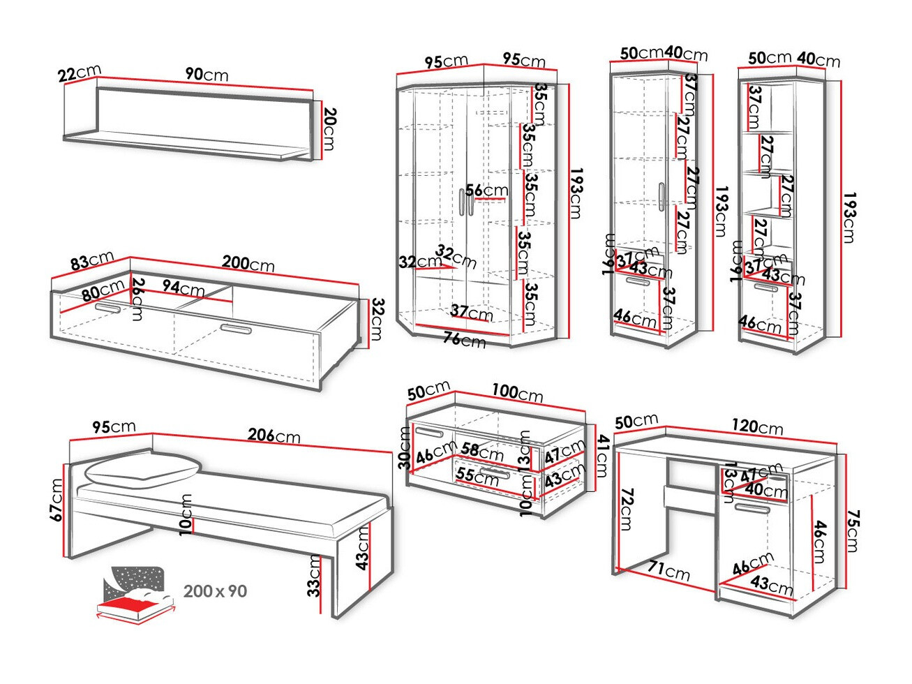 Bērnu istabas komplekts Veravie 123