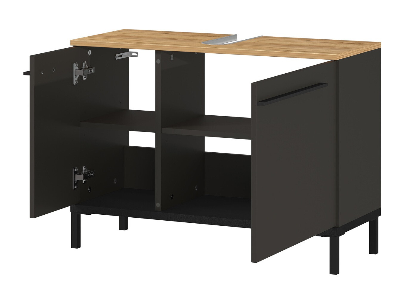 Hапольный шкафчик для ванной Ruvlevu 100 (Графит + Navarra дуб)