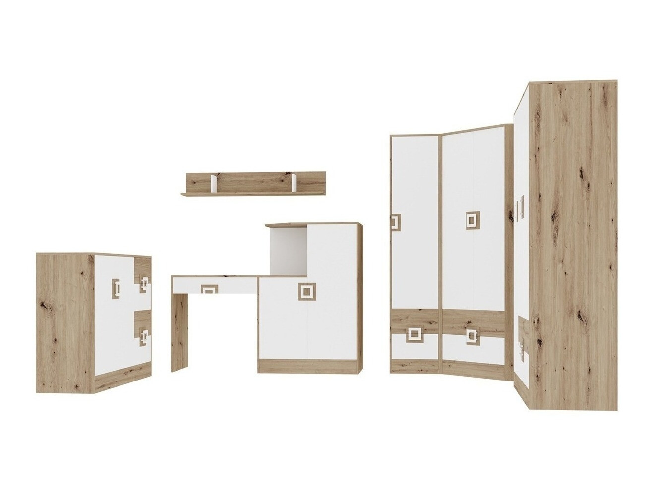 Mēbeļu komplekts Tolfere 106 (Gaišs ozols + Balts)