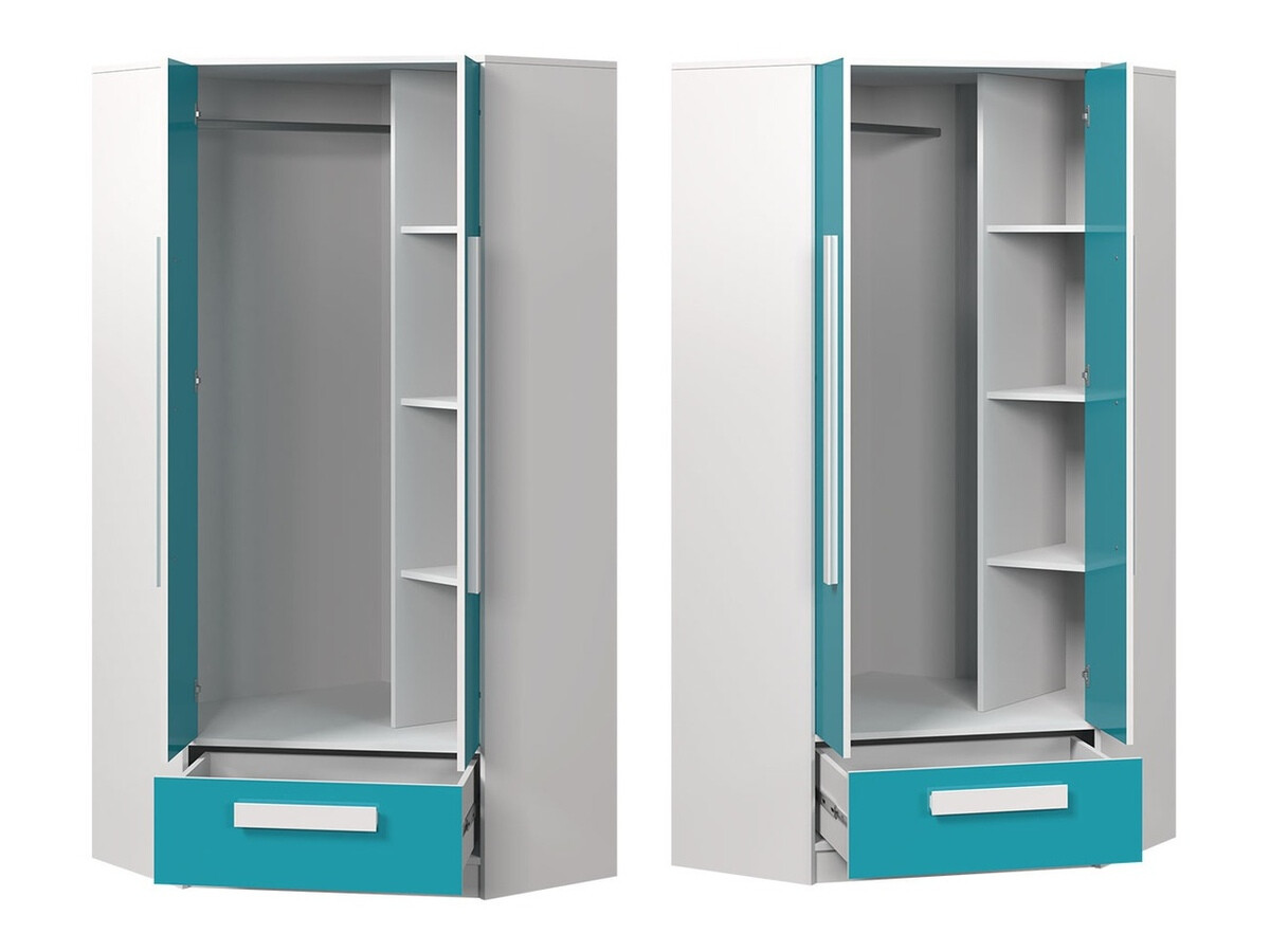 Набор для детской комнаты Merevari 107 (Белый + Глянцевый Бирюзовый)