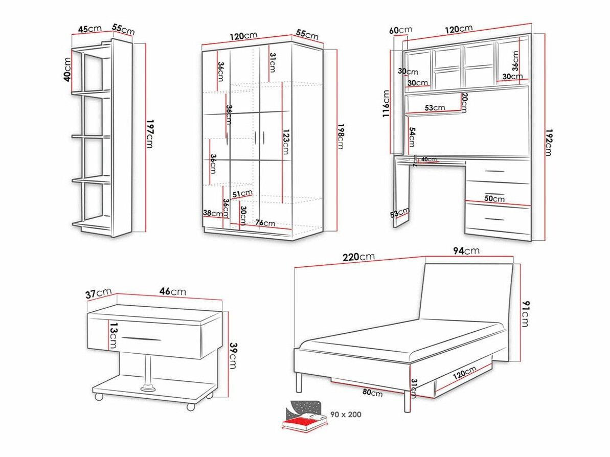 Набор для детской комнаты Salmere 110 (Глянцевый белый + Глянцевый розовый)