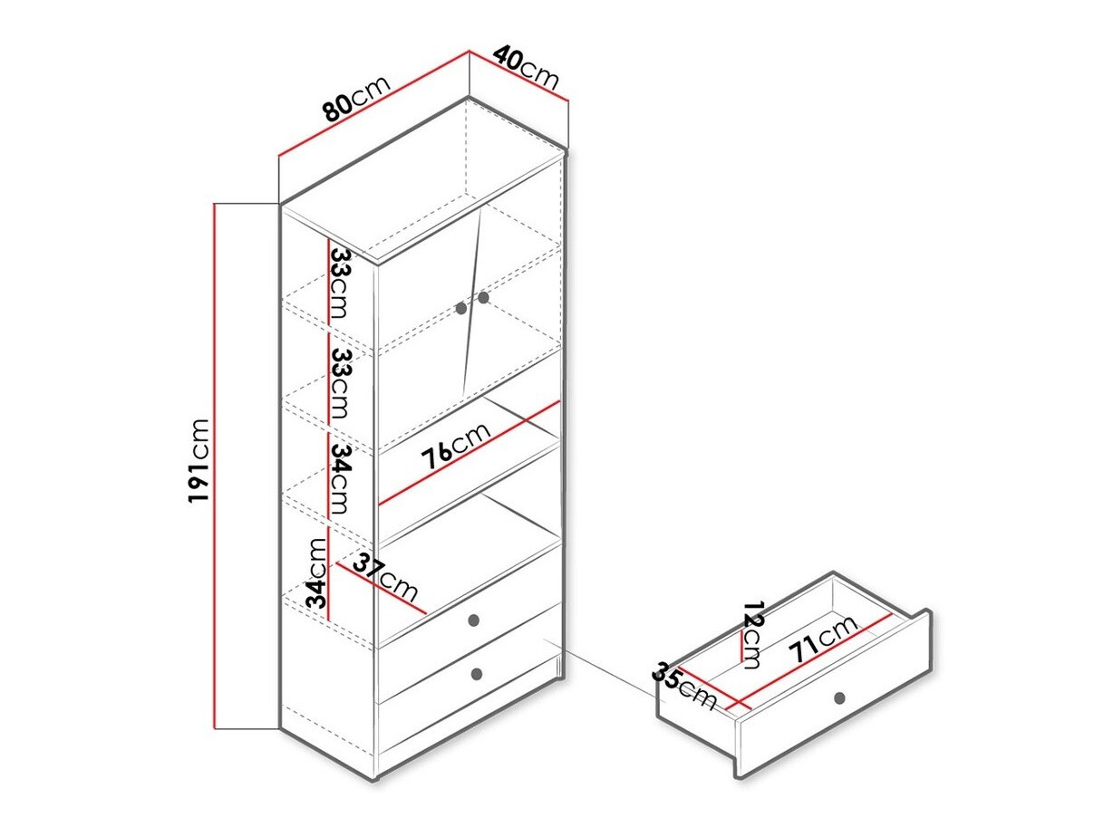 Plaukts Almira 103 (Artisan ozols + Balts + Pelēks)