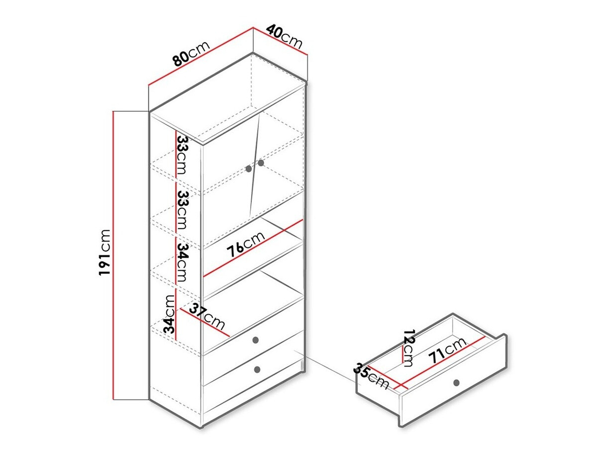 Plaukts Almira 103 (Artisan ozols + Balts)