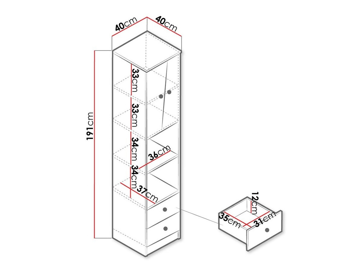 Plaukts Almira 104 (Artisan ozols + Balts + Pelēks)