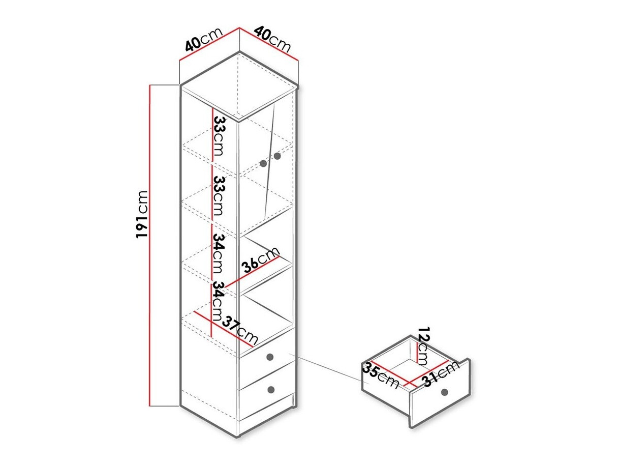 Plaukts Almira 104 (Artisan ozols + Balts)