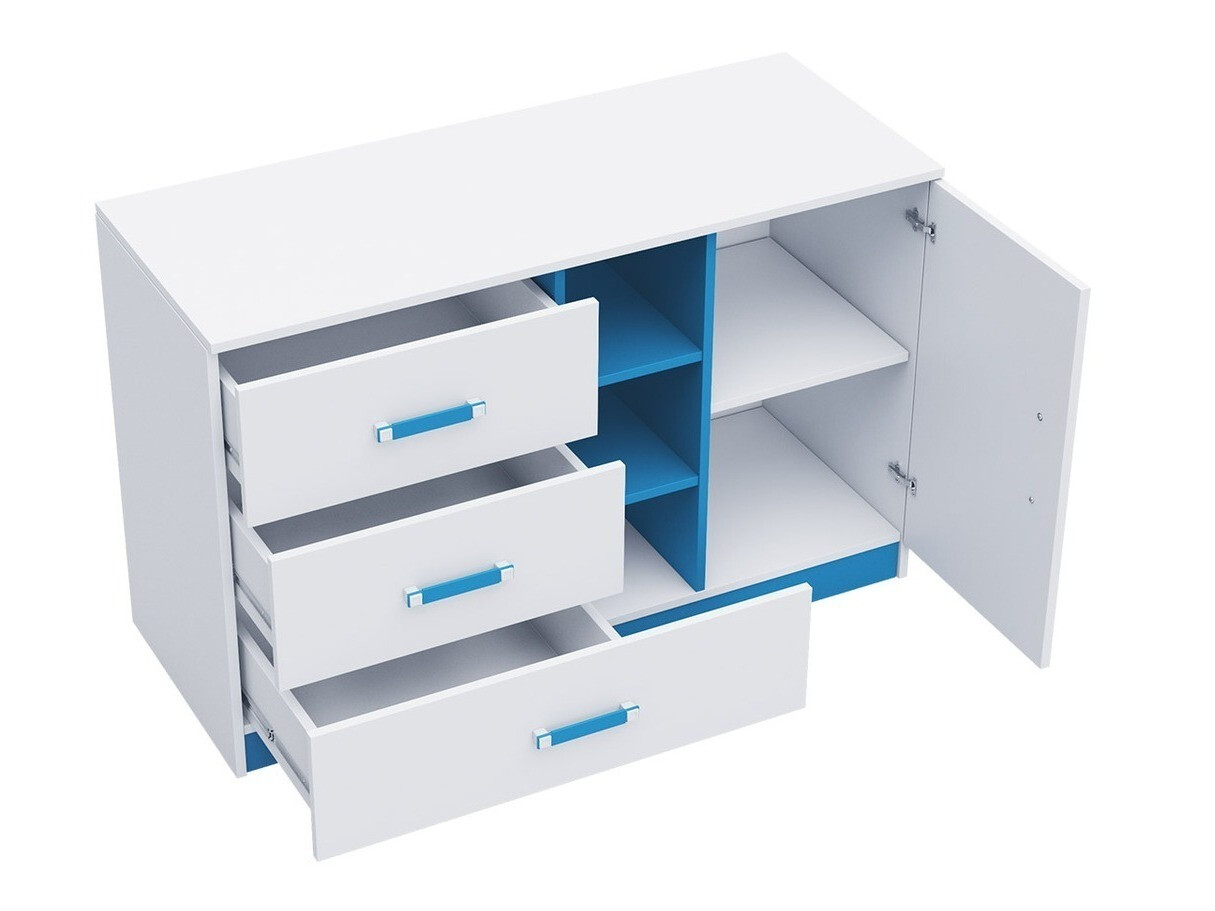 Bērnu istabas komplekts Sorviru 107 (Balts + Tirkīzs)