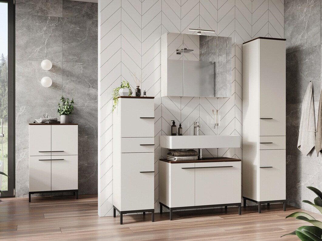 Hапольные шкафчик для ванной Ruvlevu 101 (Светло-серый + Орех)