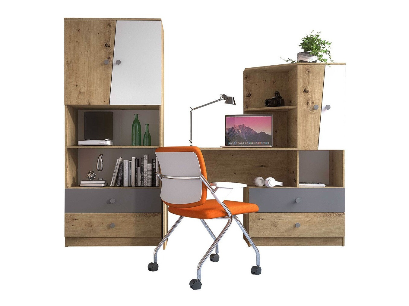 Мебельный гарнитур Almira 115 (Artisan дуб + Белый + Серый)