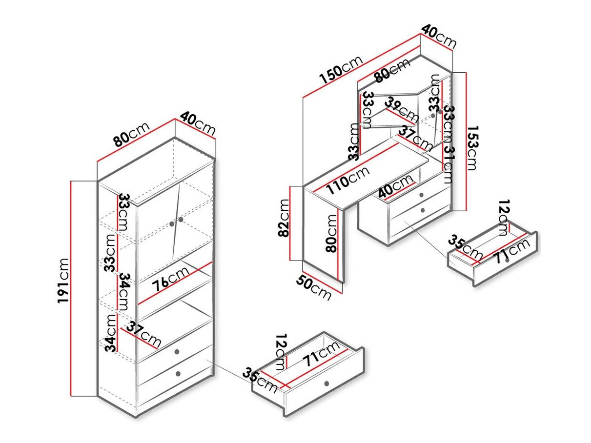Мебельный гарнитур Almira 115 (Artisan дуб + Белый)