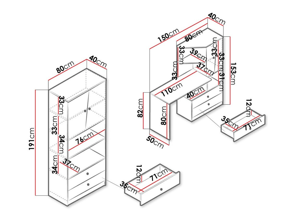 Mēbeļu komplekts Almira 115 (Artisan ozols + Balts + Pelēks)