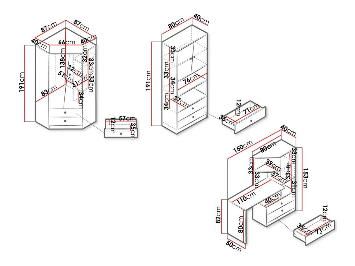 Mēbeļu komplekts Almira 116 (Artisan ozols + Balts + Pelēks)