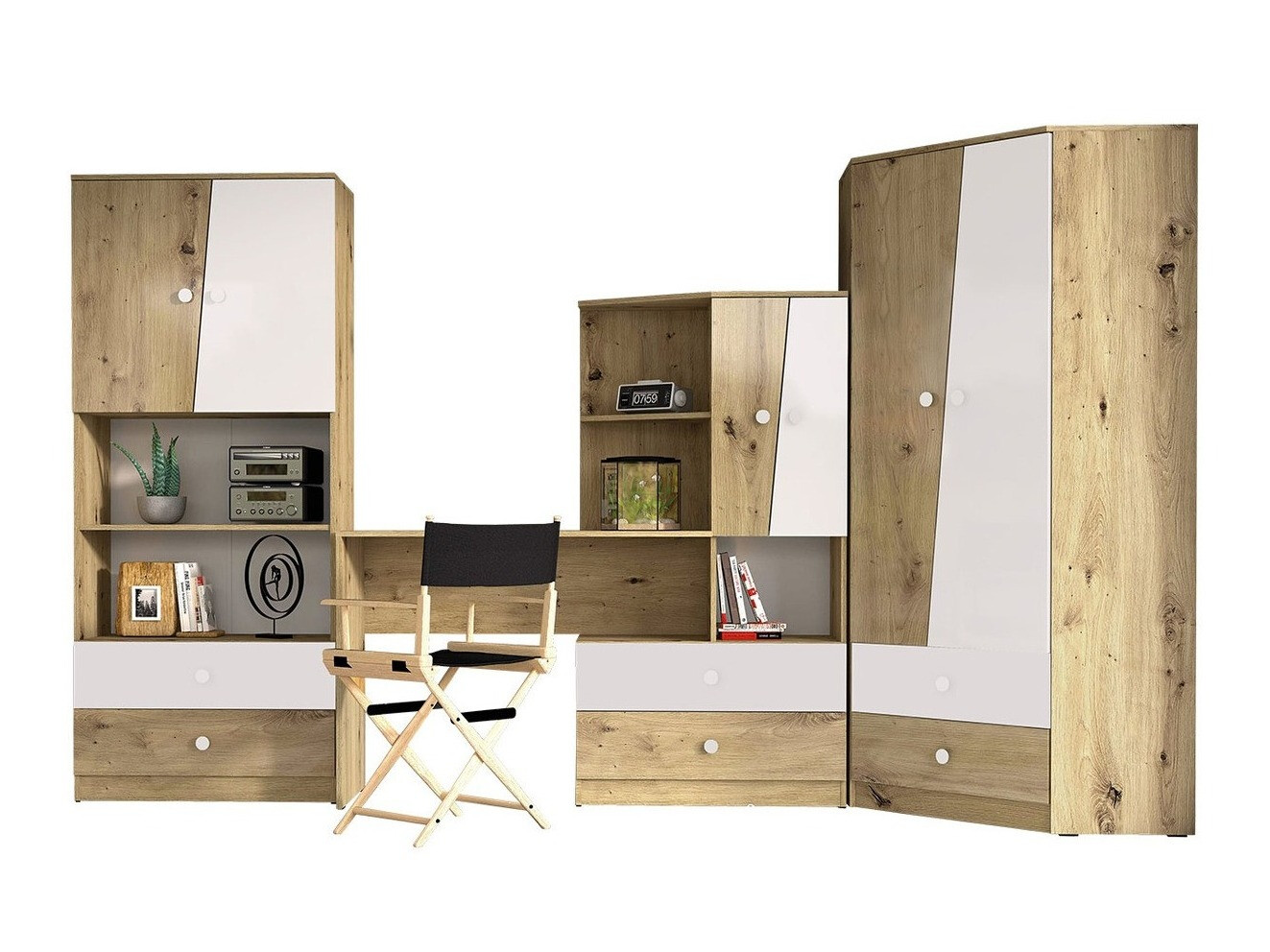 Mēbeļu komplekts Almira 116 (Artisan ozols + Balts)